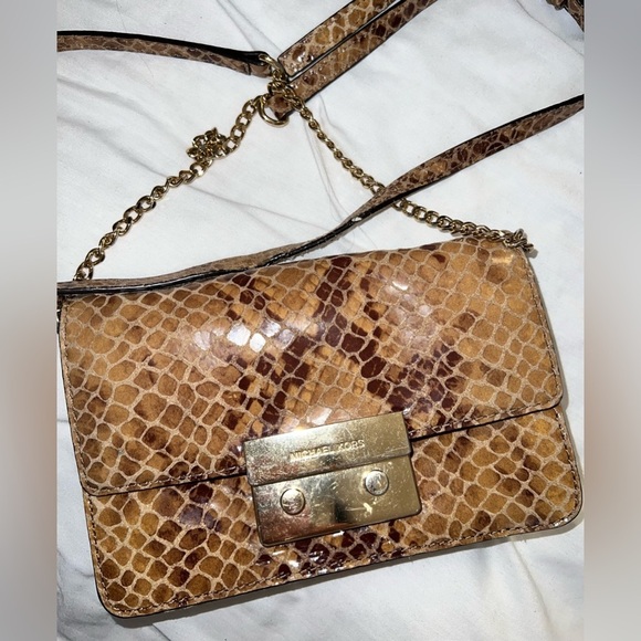 Michael Kors Snake Embossed Leather Crossbody Bag - Picture 2 of 12